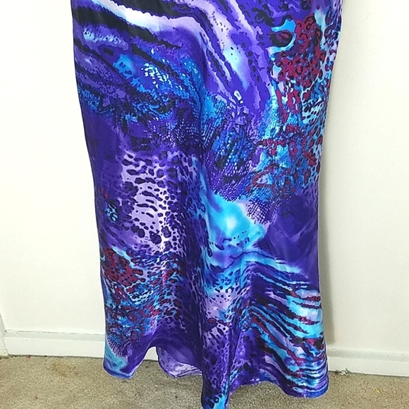Formal Maxi Dress Gown Halter Top leopard print mermaid  Blondie Nites Purple - Picture 5 of 13
